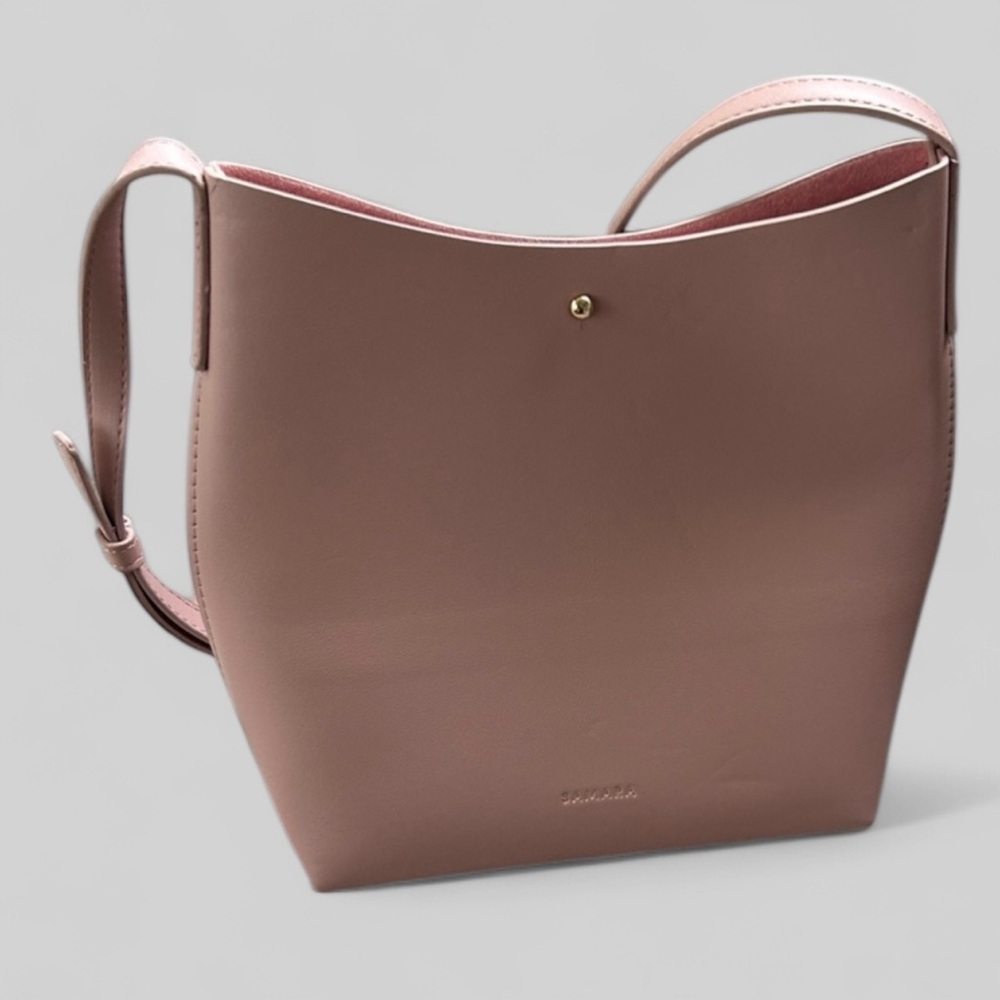 Samara Anthropologie blush pink rose crossbody bag vegan leather minimalist